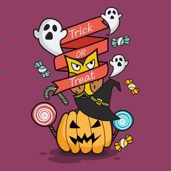 Halloween invitation greeting card doodle style vector