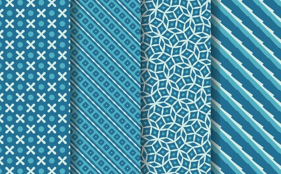BLUE COLOR GEOMETRIC FABRIC PATTERN SET vector