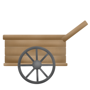 Wooden cart for carrying gardening equipment png