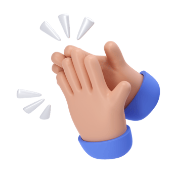 3D Clapping Hands applauding dark skin icon transparent, agreement and success concept render illustration png