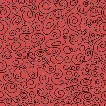 Spiral seamless pattern. Black on red background. Lines vector