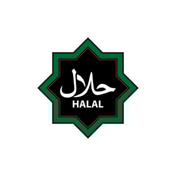 Halal food emblem. Halal logo. vector illustration. Certificate tag. Isolated Vector illustration.