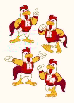 Cartoon Rooster Sport Mascot with 4 Poses vector