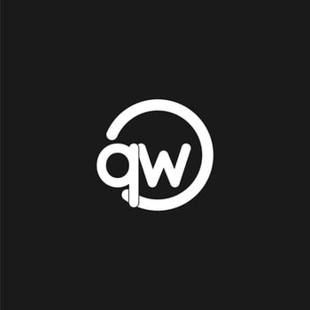 Initials QW logo monogram with simple circles lines vector