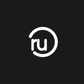 Initials RU logo monogram with simple circles lines vector