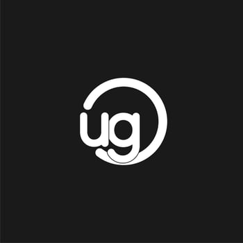 Initials UG logo monogram with simple circles lines vector