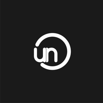 Initials UN logo monogram with simple circles lines vector
