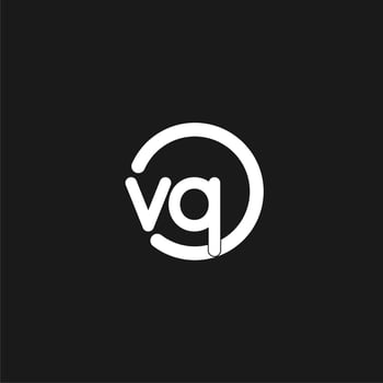 Initials VQ logo monogram with simple circles lines vector