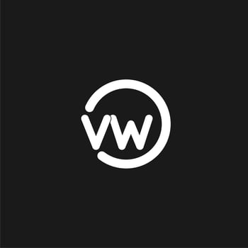 Initials VW logo monogram with simple circles lines vector