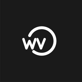 Initials WV logo monogram with simple circles lines vector