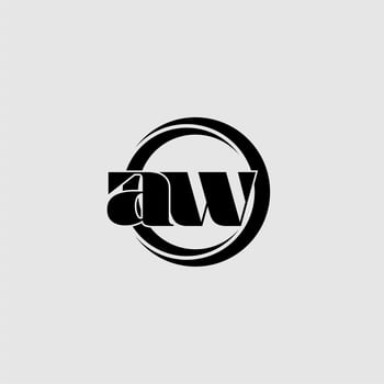 Letters AW simple circle linked line logo vector