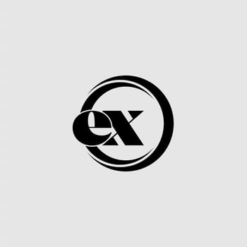 Letters EX simple circle linked line logo vector
