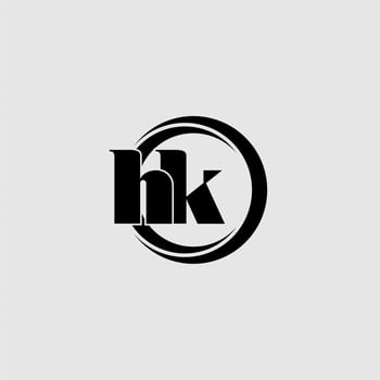 Letters HK simple circle linked line logo vector