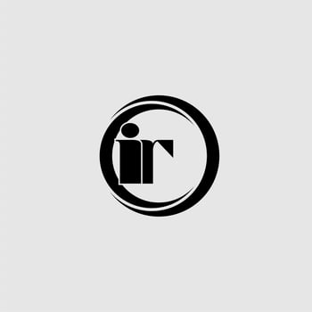 Letters IR simple circle linked line logo vector