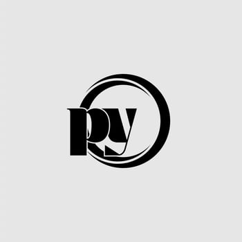 Letters PY simple circle linked line logo vector