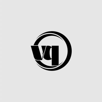 Letters VQ simple circle linked line logo vector
