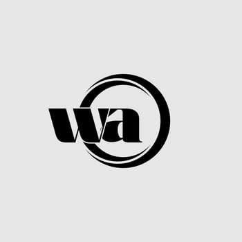 Letters WA simple circle linked line logo vector