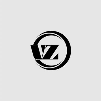Letters VZ simple circle linked line logo vector