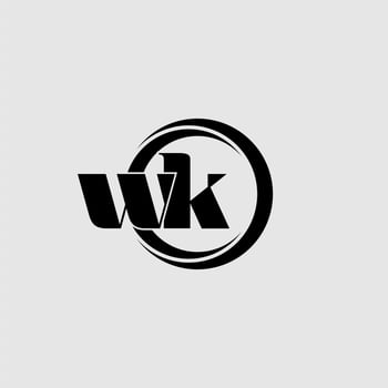 Letters WK simple circle linked line logo vector