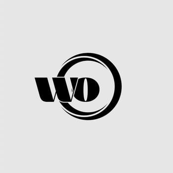 Letters WO simple circle linked line logo vector