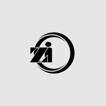 Letters ZI simple circle linked line logo vector