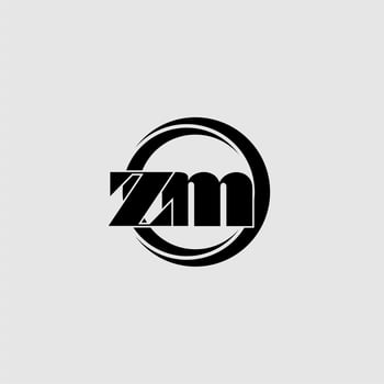 Letters ZM simple circle linked line logo vector