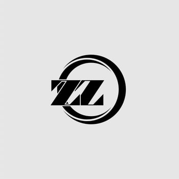 Letters ZZ simple circle linked line logo vector