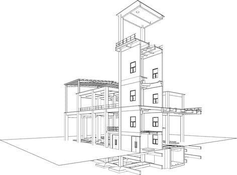 3D illustration of industrial building vector