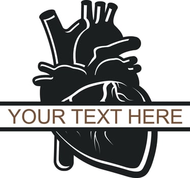 Realistic Heart Monogram , Anatomical Heart , Cardiology, Heart, Human Heart, Medical school, Heart, vector