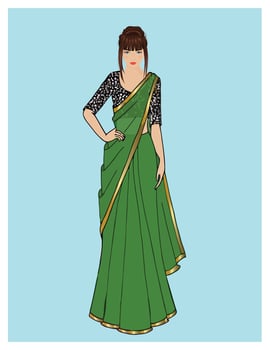 Indian girl wearing traditional Indian Dress sari vector