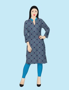 beautiful girl wearing kameez and tight pajama vector