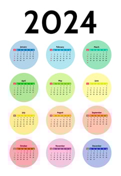 Calendar for 2024 isolated on a white background vector