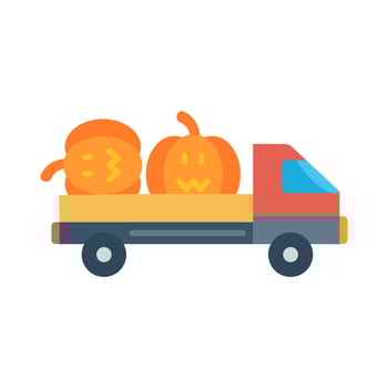 Happy Harvest autumn truck Vector File Isolated white background,Halloween vector.