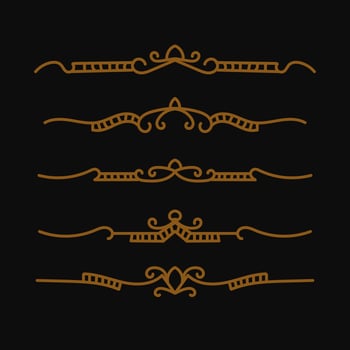 Set of ornamental filigree flourishes and thin dividers. Classical vintage elements, vector illustration
