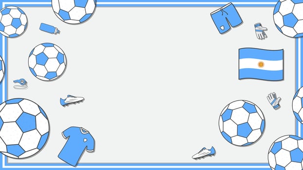 Football Background Design Template. Football Cartoon Vector Illustration. Sport In Argentina