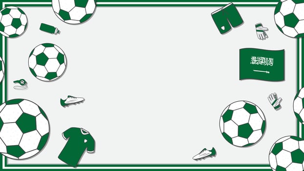 Football Background Design Template. Football Cartoon Vector Illustration. Sport In Saudi Arabia