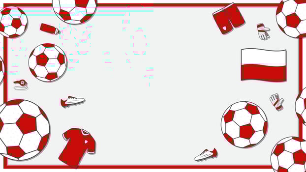 Football Background Design Template. Football Cartoon Vector Illustration. Sport In Poland