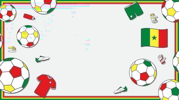 Football Background Design Template. Football Cartoon Vector Illustration. Sport In Senegal