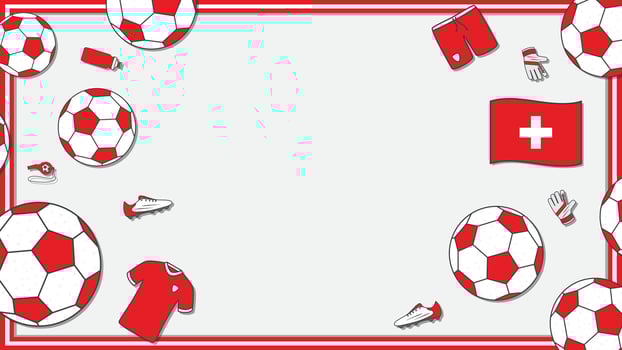 Football Background Design Template. Football Cartoon Vector Illustration. Sport In Switzerland