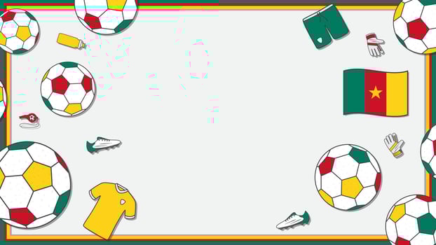 Football Background Design Template. Football Cartoon Vector Illustration. Sport In Cameroon