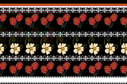 seamless pattern with floral border ethnic vector floral illustration in asian textile.ethnic borders