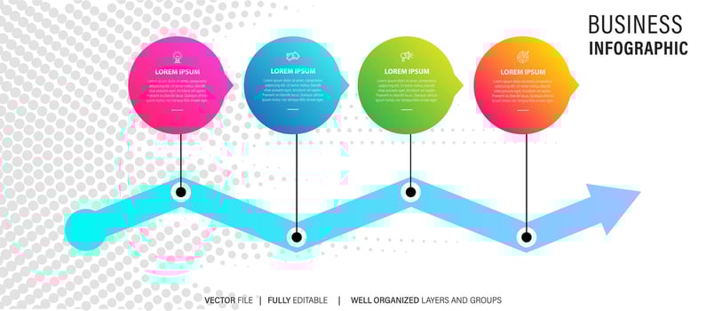 Timeline infographic template, Business concept with 4 options, Vector illustration.