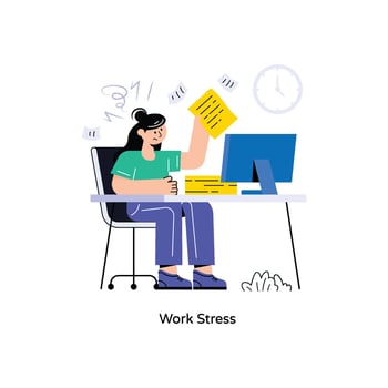 Work Stress Flat Style Design Vector illustration. Stock illustration