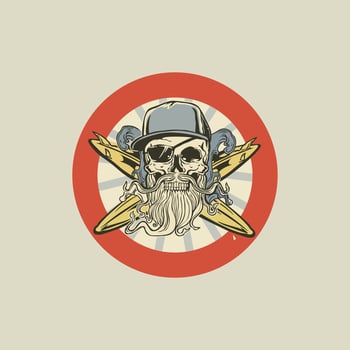 vintage skull surf concept vector