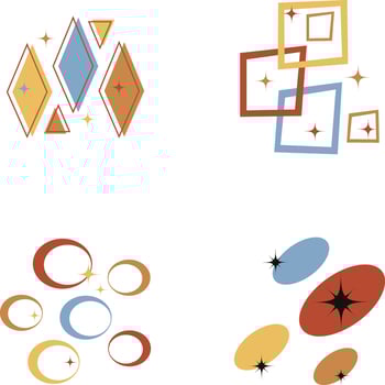 Mid Century Geometric Pattern. 1960s Retro Art. Vector Illustration Set.