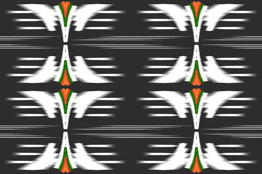 Seamless pattern of ikat paisley, traditional seamless pattern, black background. Aztec style, abstract embroidery, vector design for print fabric texture.