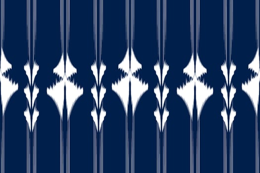 Seamless pattern of Ikat Paisley, traditional seamless pattern, dark blue background, Aztec style, embroidery, abstract, vector, design illustration for texture, fabric, print. vector