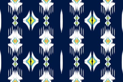 Seamless pattern of Ikat Paisley, traditional seamless pattern, dark blue background, Aztec style, embroidery, abstract, vector, design illustration for texture, fabric, print. vector