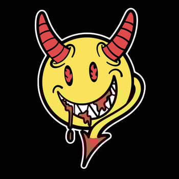 Vector Scary Devil Emoticon Streetwear Cartoon Illustration