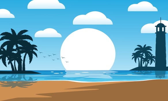 beach island with sunrise vector